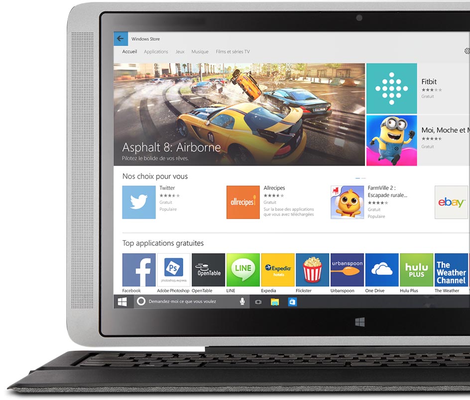 Laptop avec le Windows Store à l'écran