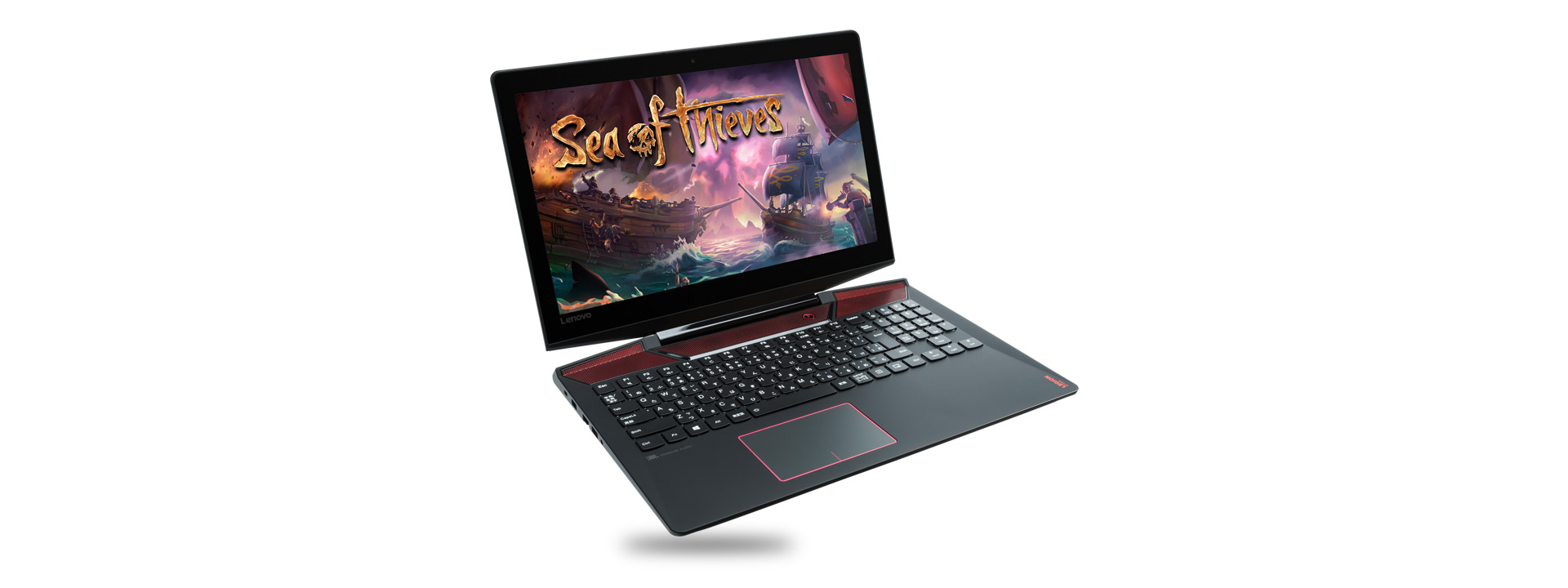 Herní laptop zobrazující hru Sea of Thieves (Moře zlodějů).