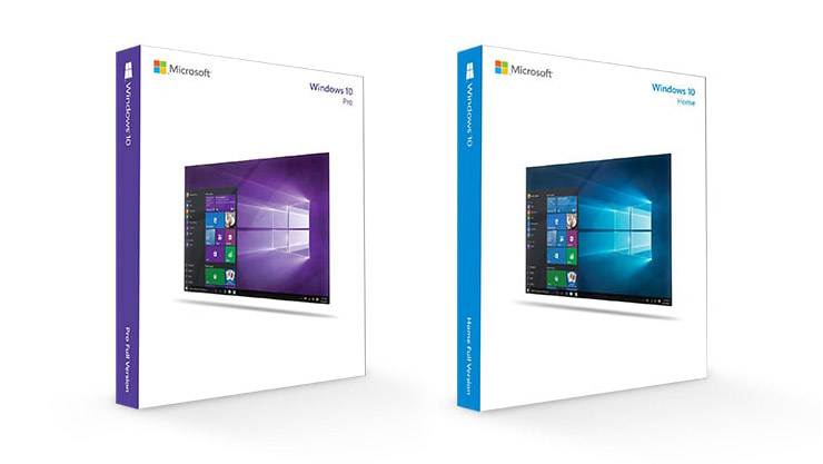 Produktabbildungen für Betriebssysteme Windows 10 Pro und Home