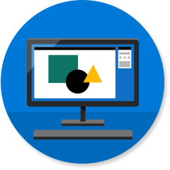 Symbol „Computer“ mit Business-Software