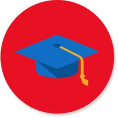 School icon with graduation cap