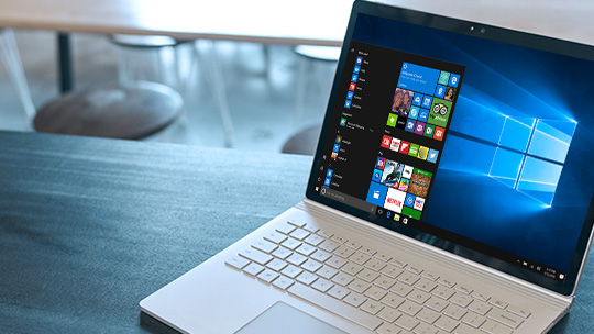 A Windows 10 PC with start menu