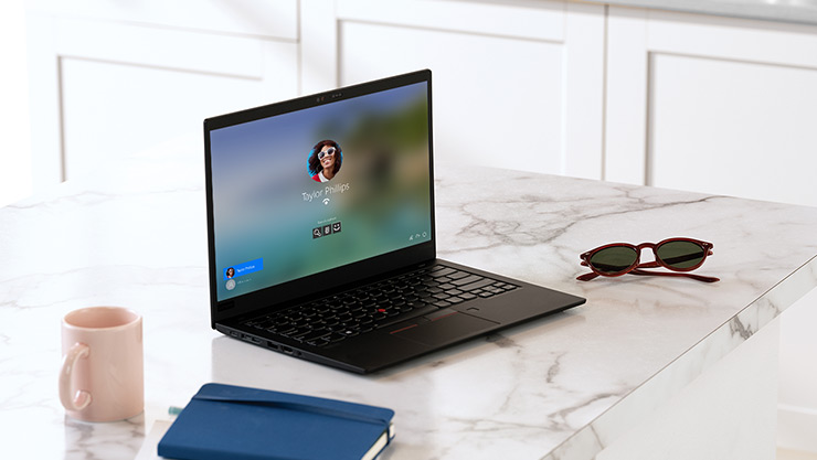 A Windows 10 laptop showing a Windows Hello screen