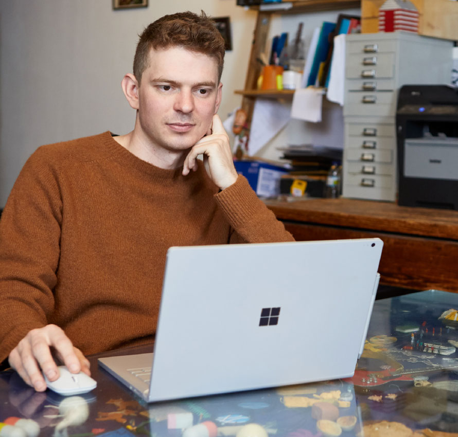 Image of Tom Harnett o’Meara and his creative work using Surface