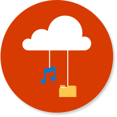 Cloud with music notes and file folder