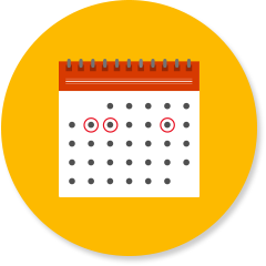 Calendario con algunos días marcados con un círculo