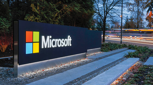 Um sinal do campus da Microsoft
