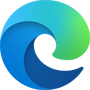 สัญลักษณ์รูปหมุนวนสีฟ้าและเขียวของ Microsoft Edge