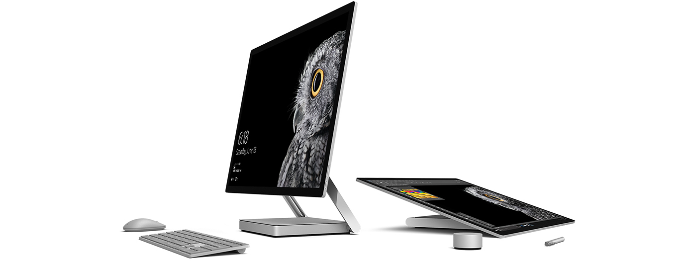 Surface Studio 呈現工作室模式和桌面模式 